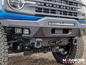 Ford Bronco Front Bumper - High Clearance - 20" Black Series Light Bar & Black Series Amber DRL Cubes Ford Bronco Front Bumper - High Clearance - 20" Black Series Light Bar & Black Series Amber DRL Cubes